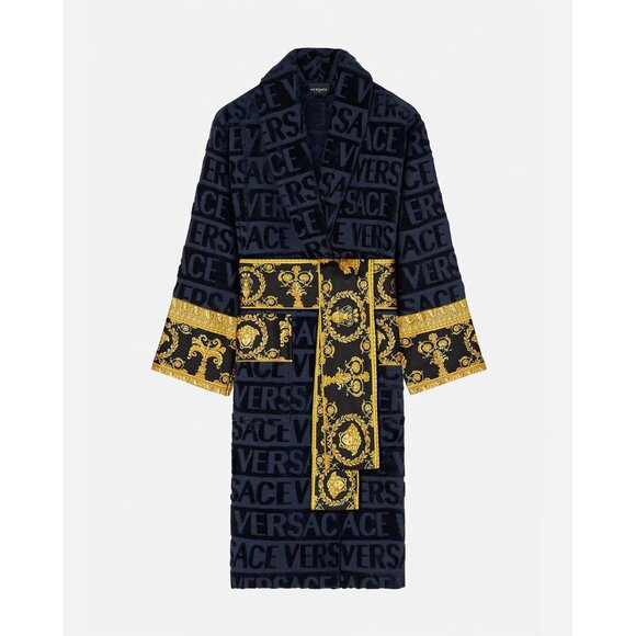 Versace Navy / Gold Baroque Embossed Robe - Picture 2 of 4